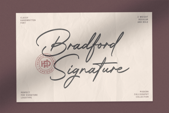 Bradford Signature: A Sophisticated Script Font for Elegant Designs