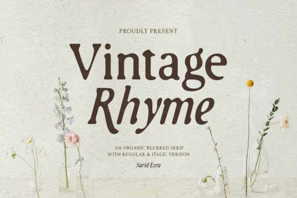 Vintage Rhyme: A Serif Font with Organic, Blurred Appeal